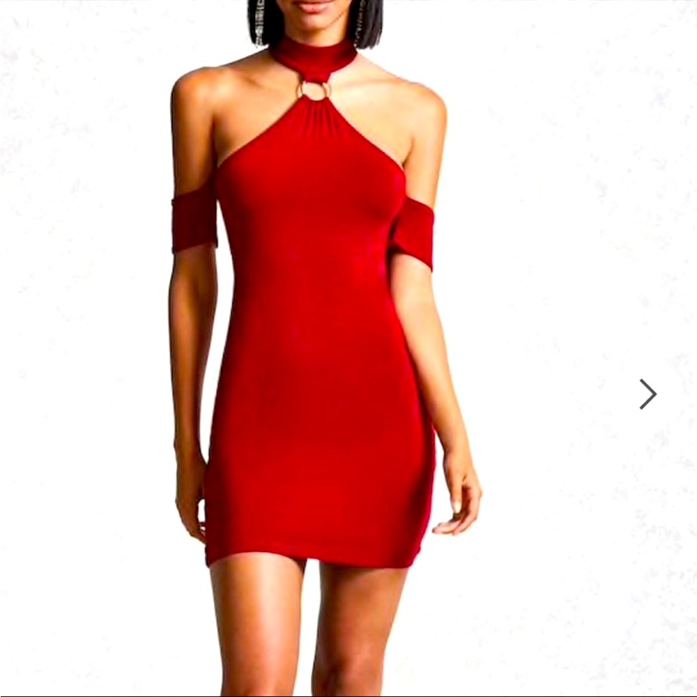 Red Chocker Dress Off Shoulder Straps